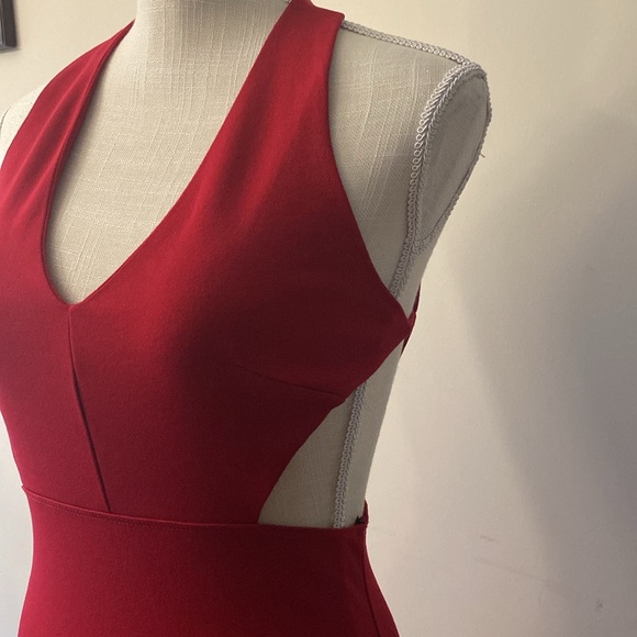 A’Gaci woman’s cut out stringy spaghetti strap back, zipper closure red dress - Picture 5 of 14